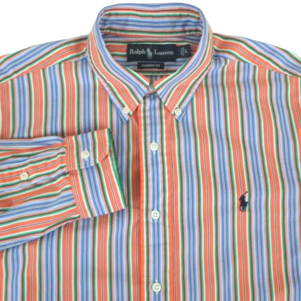 Ralph Lauren Classic Fit Multicolor Striped Button Down Long Sleeve Shirt